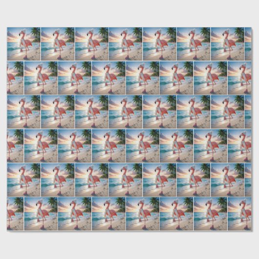 Flamingo Wearing Scarf and Pink Boots Cadeaupapier (Vlak)