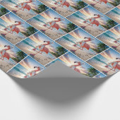 Flamingo Wearing Scarf and Pink Boots Cadeaupapier (Hoek)