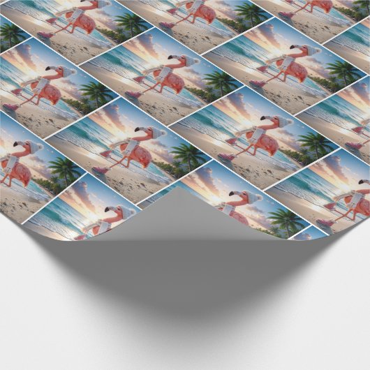 Flamingo Wearing Scarf and Pink Boots Cadeaupapier (Hoek)