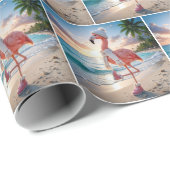 Flamingo Wearing Scarf and Pink Boots Cadeaupapier (Rol Hoek)