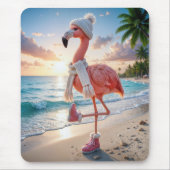 Flamingo Wearing Winter Boots and Scarf Muismat (Voorkant)