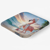 Flamingo Wearing Winter Boots and Scarf Papieren Bordje (Gebogen)