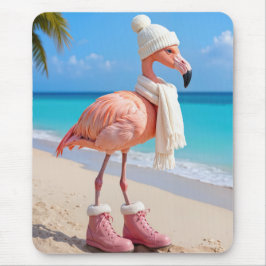 Flamingo Wearing Winter Scarf and Boots Muismat