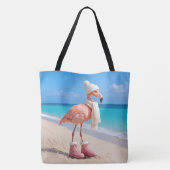 Flamingo Wearing Winter Scarf and Hat Tote Bag (Achterkant)