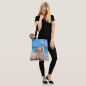Flamingo Wearing Winter Scarf and Hat Tote Bag (Op model)