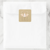 Flamingo Weddenningsticker vierkant Vierkante Sticker (Tas)