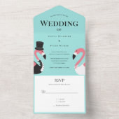 Flamingo Wedding All In One Uitnodiging (Binnen)