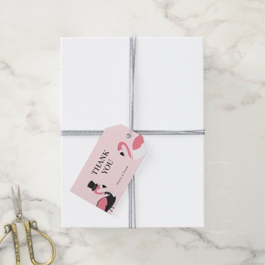 Flamingo Wedding Bedankt Cadeaulabel (Met Touw)