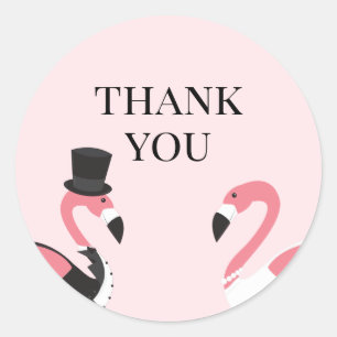Flamingo Wedding Bedankt Ronde Sticker