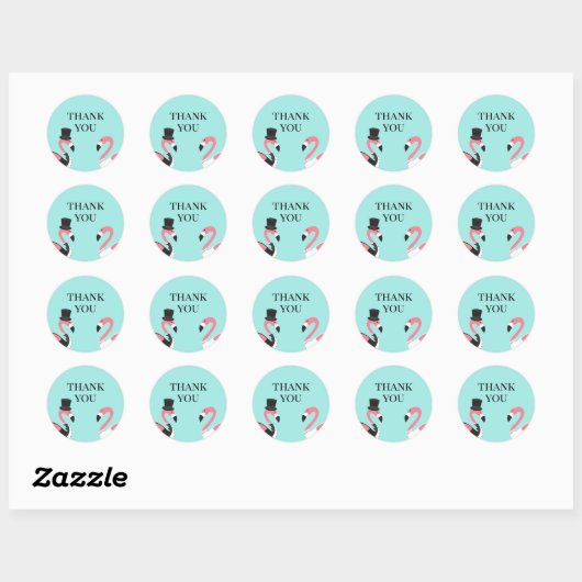 Flamingo Wedding Bedankt Ronde Sticker (Vel)