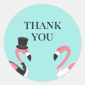 Flamingo Wedding Bedankt Ronde Sticker (Voorkant)