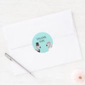 Flamingo Wedding Bedankt Ronde Sticker (Envelop)
