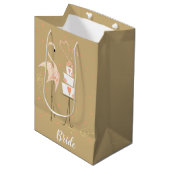 Flamingo Wedding Bride Medium Cadeauzakje (Voorkant Gekanteld)