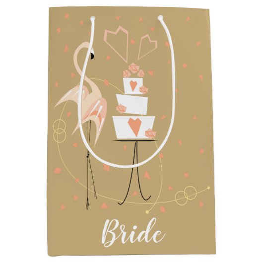 Flamingo Wedding Bride Medium Cadeauzakje (Voorkant)