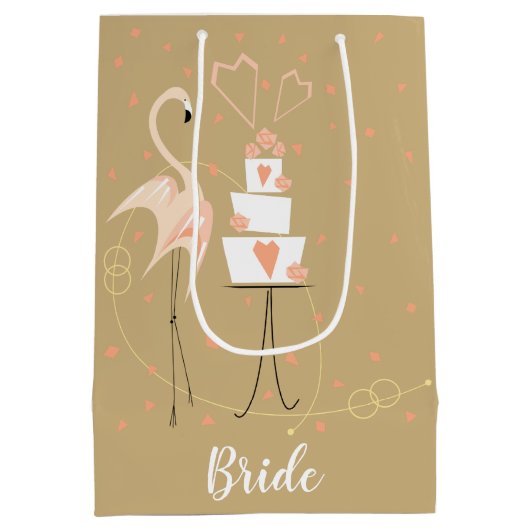 Flamingo Wedding Bride Medium Cadeauzakje (Achterkant)