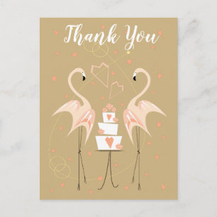 Flamingo Wedding Dank je perzikportret Briefkaart