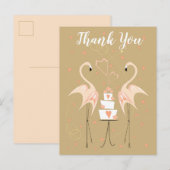 Flamingo Wedding Dank je perzikportret Briefkaart (Voorkant / Achterkant)