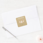 Flamingo Wedding Date Square Sticker (Envelop)