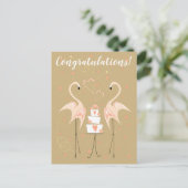 Flamingo Wedding Gefeliciteerd briefkaart portret (Staand voorkant)