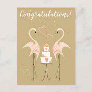 Flamingo Wedding Gefeliciteerd briefkaart portret