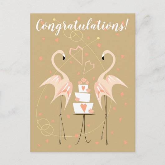 Flamingo Wedding Gefeliciteerd briefkaart portret (Voorkant)