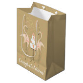 Flamingo Wedding Gefeliciteerd! Medium Cadeauzakje (Voorkant Gekanteld)