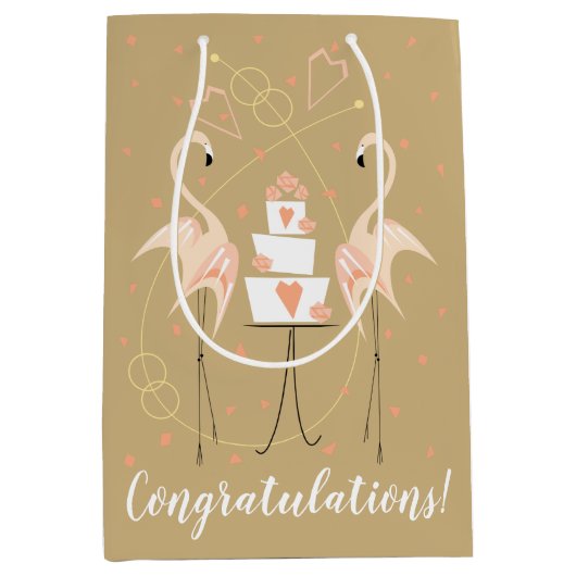 Flamingo Wedding Gefeliciteerd! Medium Cadeauzakje (Voorkant)