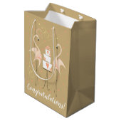 Flamingo Wedding Gefeliciteerd! Medium Cadeauzakje (Achterkant Gekanteld)