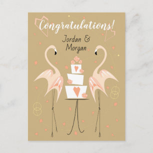 Flamingo Wedding Gefeliciteerd Namen Peach Briefkaart