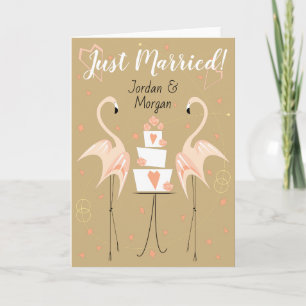 Flamingo Wedding Just Married Names Kaart