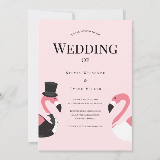 Flamingo Wedding Kaart (Voorkant)