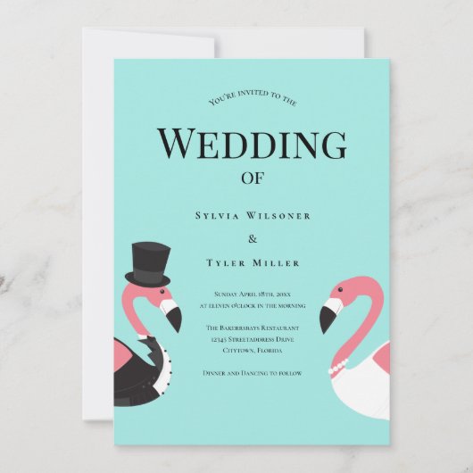 Flamingo Wedding Kaart (Voorkant)