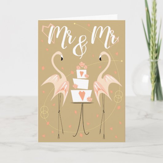 Flamingo Wedding Mr & Mr. Kaart (Voorkant)