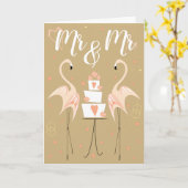 Flamingo Wedding Mr. & Mr. Text Kaart (Gele Bloem)