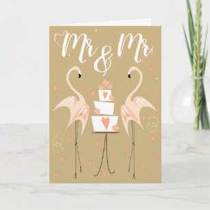 Flamingo Wedding Mr. & Mr. Text Kaart