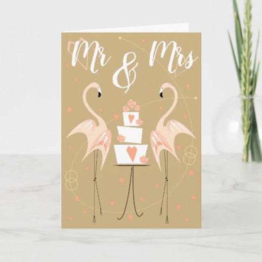 Flamingo Wedding Mr & Mrs. Kaart (Voorkant)
