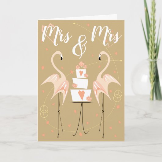 Flamingo Wedding Mrs. & Mrs. Kaart (Voorkant)