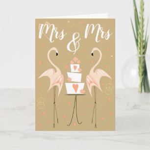 Flamingo Wedding Mrs & Mrs Text Kaart