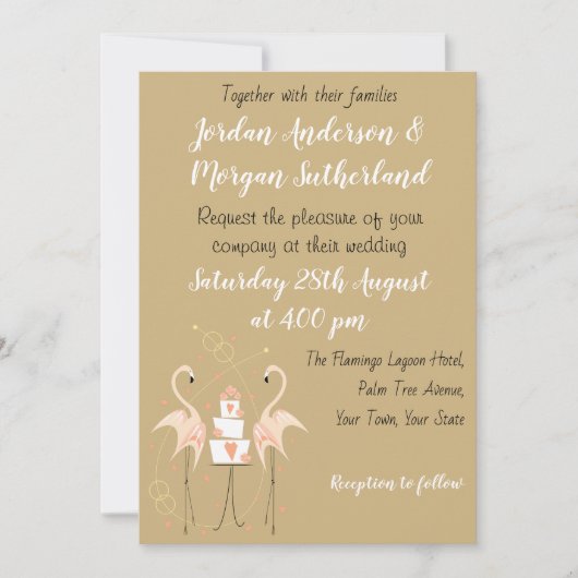 Flamingo Wedding-portretuitnodiging Kaart (Voorkant)