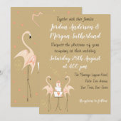 Flamingo Wedding-portretuitnodiging Kaart (Voorkant / Achterkant)