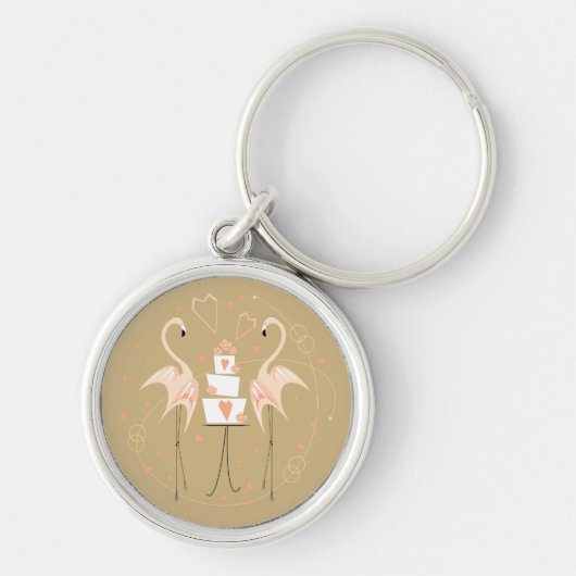 Flamingo Wedding premium sleutelhanger round (Voorkant)