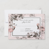 Flamingo Wedding Response RSVP Kaartje (Voorkant)