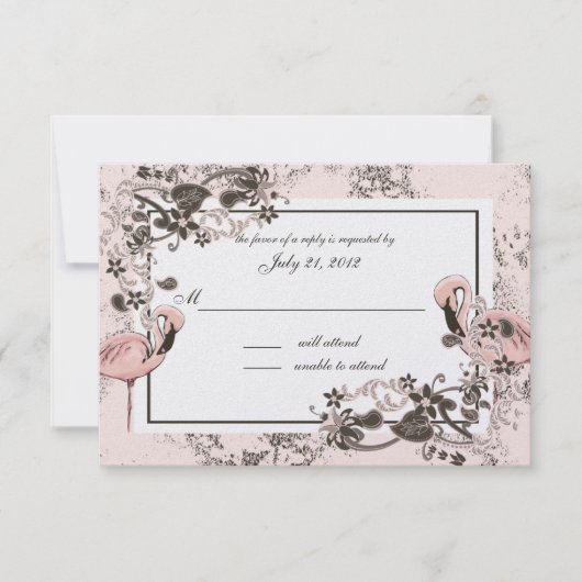 Flamingo Wedding Response RSVP Kaartje (Voorkant)