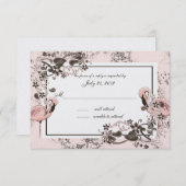 Flamingo Wedding Response RSVP Kaartje (Voorkant / Achterkant)
