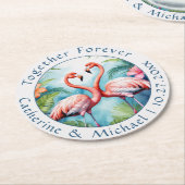 Flamingo Wedding Ronde Kartonnen Onderzetter (Gebogen)
