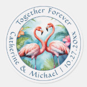 Flamingo Wedding Ronde Sticker (Voorkant)