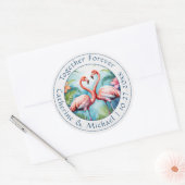 Flamingo Wedding Ronde Sticker (Envelop)