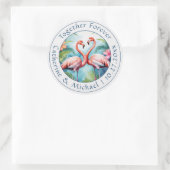 Flamingo Wedding Ronde Sticker (Tas)