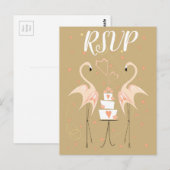 Flamingo Wedding RSVP briefkaart Portret (Voorkant / Achterkant)