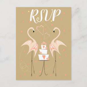 Flamingo Wedding RSVP briefkaart Portret
